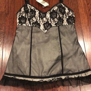 GORGEOUS Black & Milk Lace & Beaded Cami, GUESS